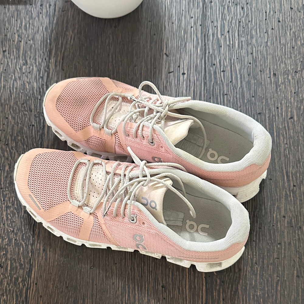 On Running Women's Pink and White Sneakers